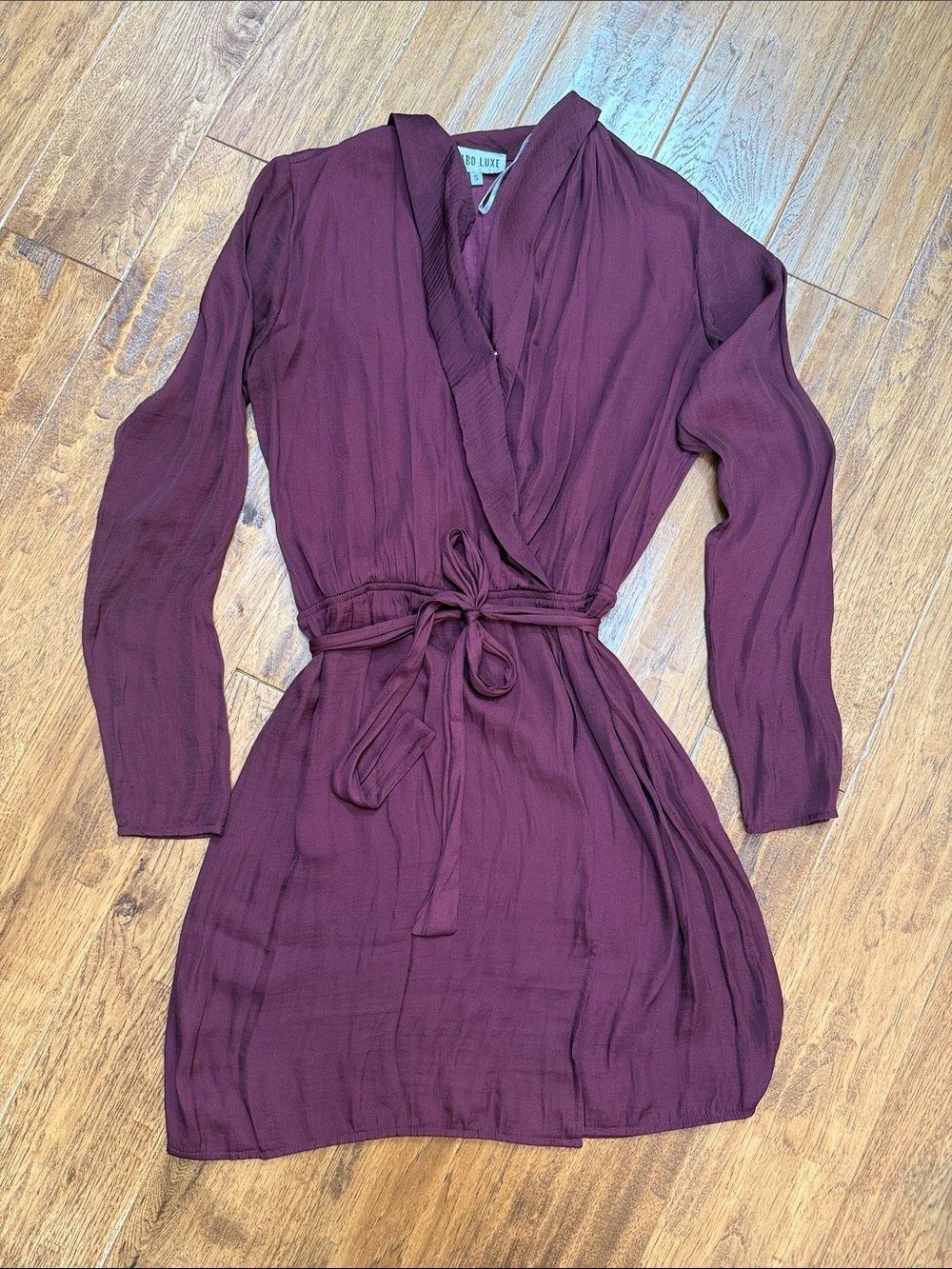 Sabo Skirt Long Sleeve Plum Wrap Dress with Tie Waist